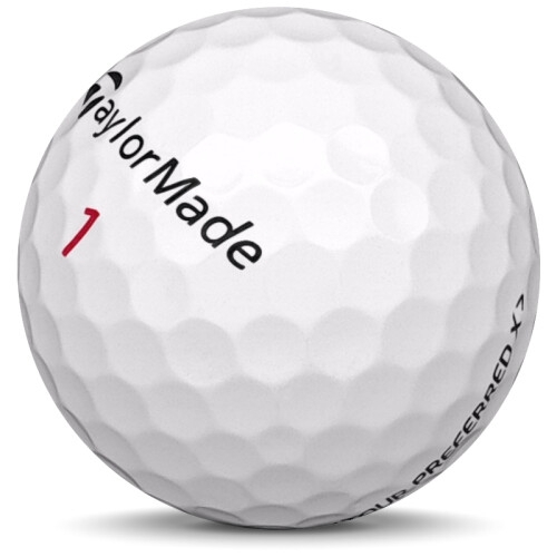 Golfboll av modellen TaylorMade Tour Preferred x i vit färg sned bild