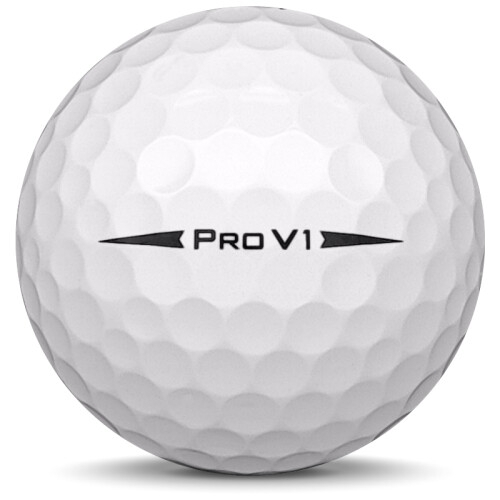 Golfboll av modellen Titleist Pro v1 i 2018 års version med vit färg från sidan