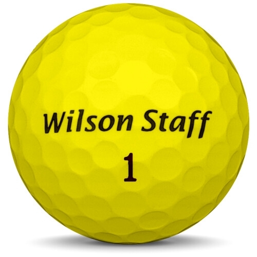 Golfboll av modellen Wilson Staff Duo i gul färg framifrån