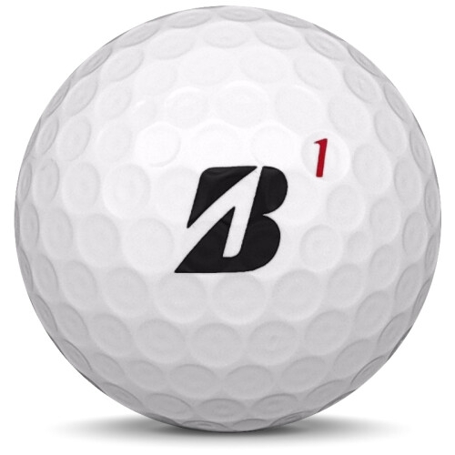 Golfboll av modellen Bridgestone B330-RX i vit färg framifrån
