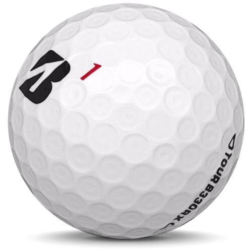Golfboll av modellen Bridgestone B330-RX i vit färg sned bild