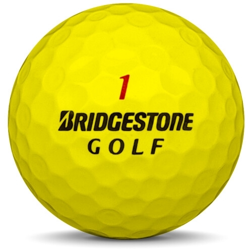 Golfboll av modellen Bridgestone E6 i tidigare års versioner med gul färg framifrån