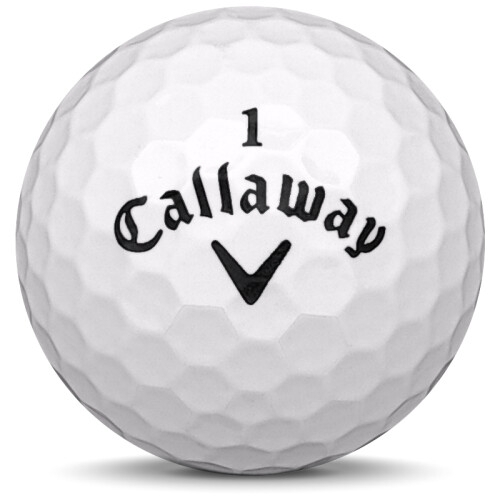Golfboll av modellen Callaway Hex Black i vit färg framifrån