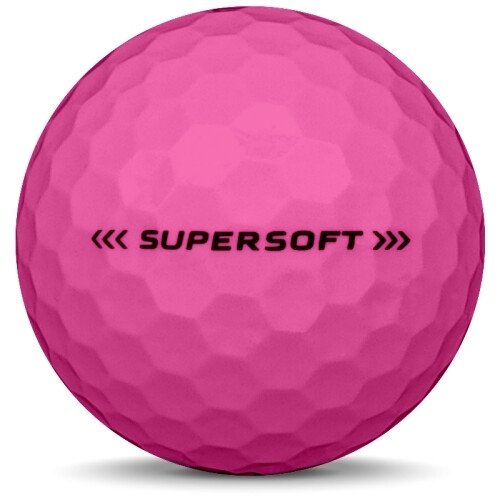 Golfboll av modellen Callaway Supersoft i 2018 års version med rosa färg från sidan